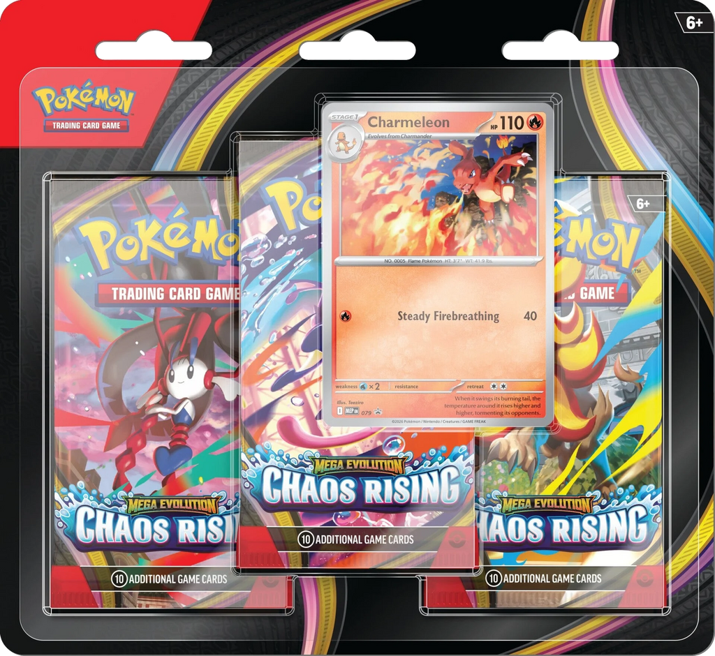Pokémon TCG: [ME04] Mega Evolution - Chaos Rising 3-Blister Set (Charmeleon)