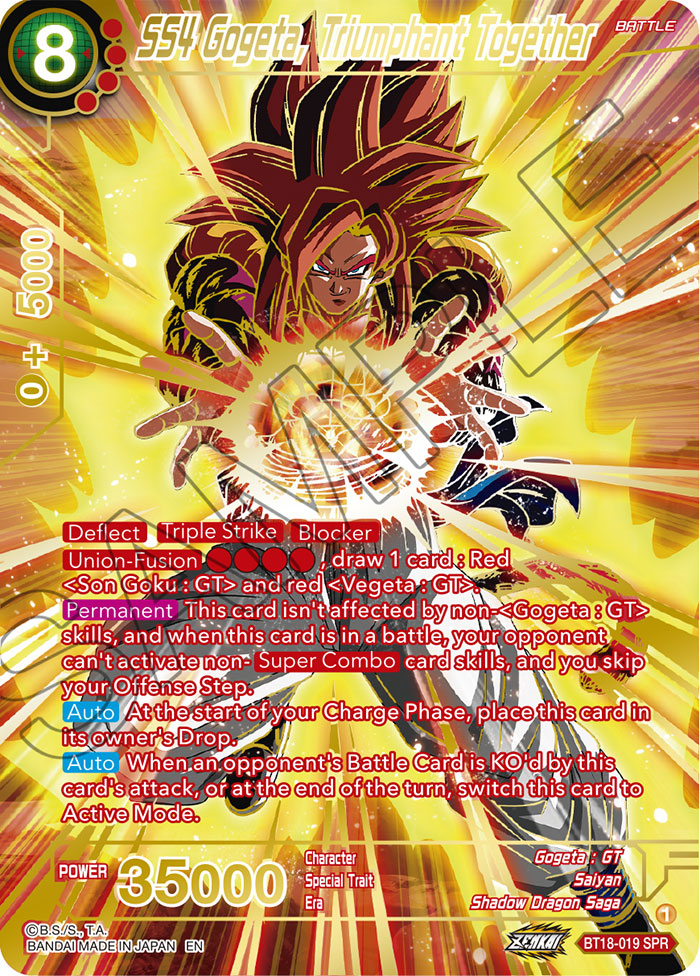 DBSCG-BT18-019 SPR SS4 Gogeta, Triumphant Together
