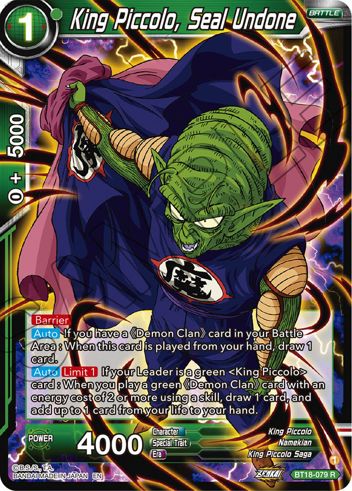 DBSCG-BT18-079 R King Piccolo, Seal Undone
