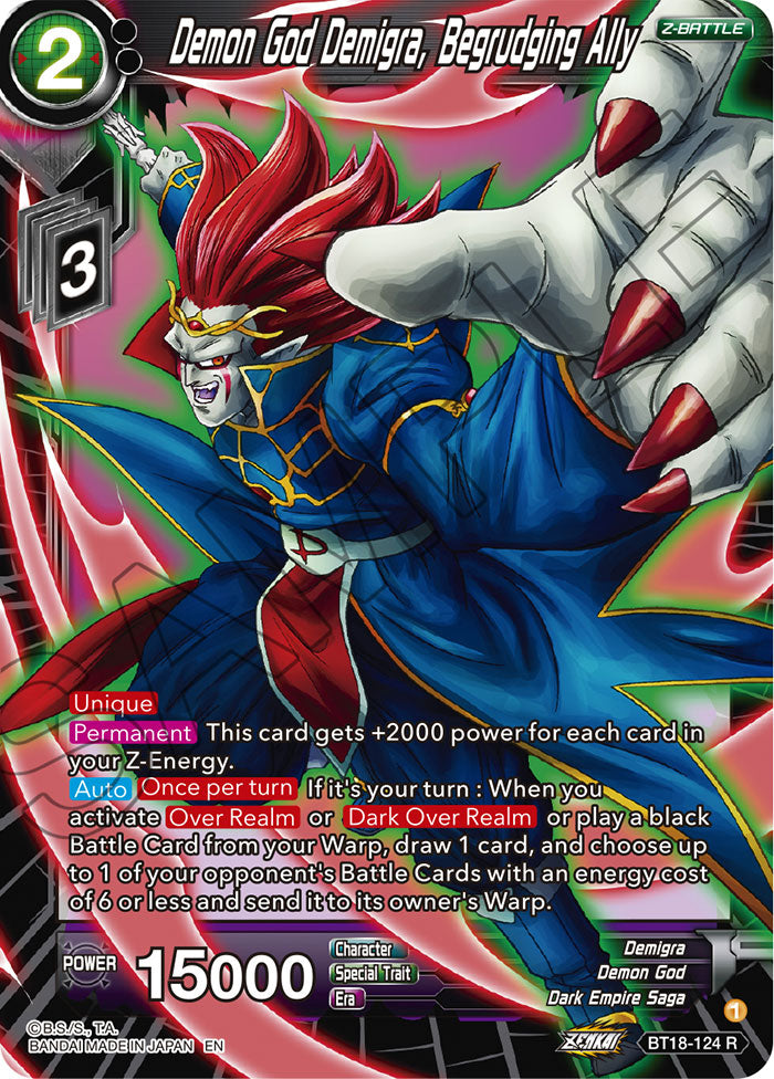 DBSCG-BT18-124 R Demon God Demigra, Begrudging Ally
