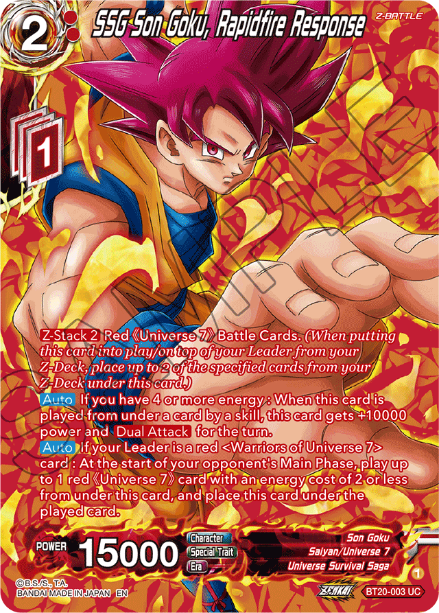 DBSCG-BT20C-003 UC SSG Son Goku, Rapidfire Response