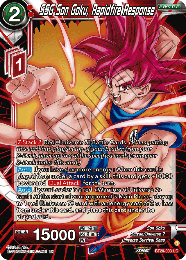 DBSCG-BT20-003 UC SSG Son Goku, Rapidfire Response