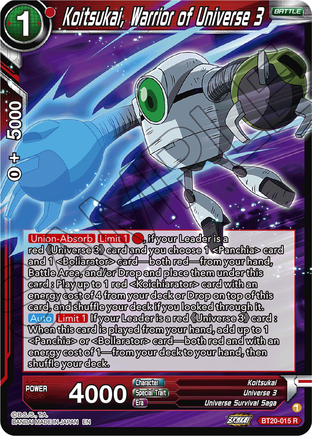 DBSCG-BT20-015 R Koitsukai, Warrior of Universe 3