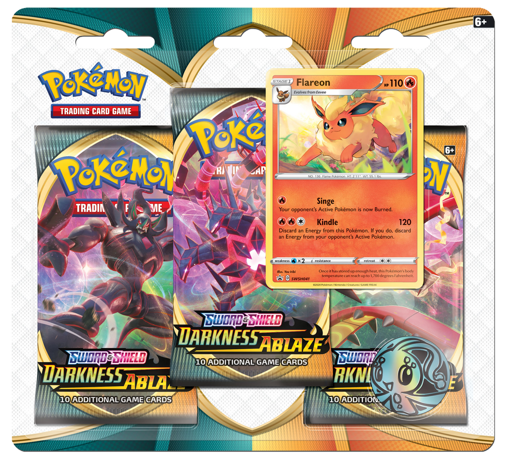 Pokémon TCG: Sword & Shield - Darkness Ablaze 3-Blister Set (Flareon)