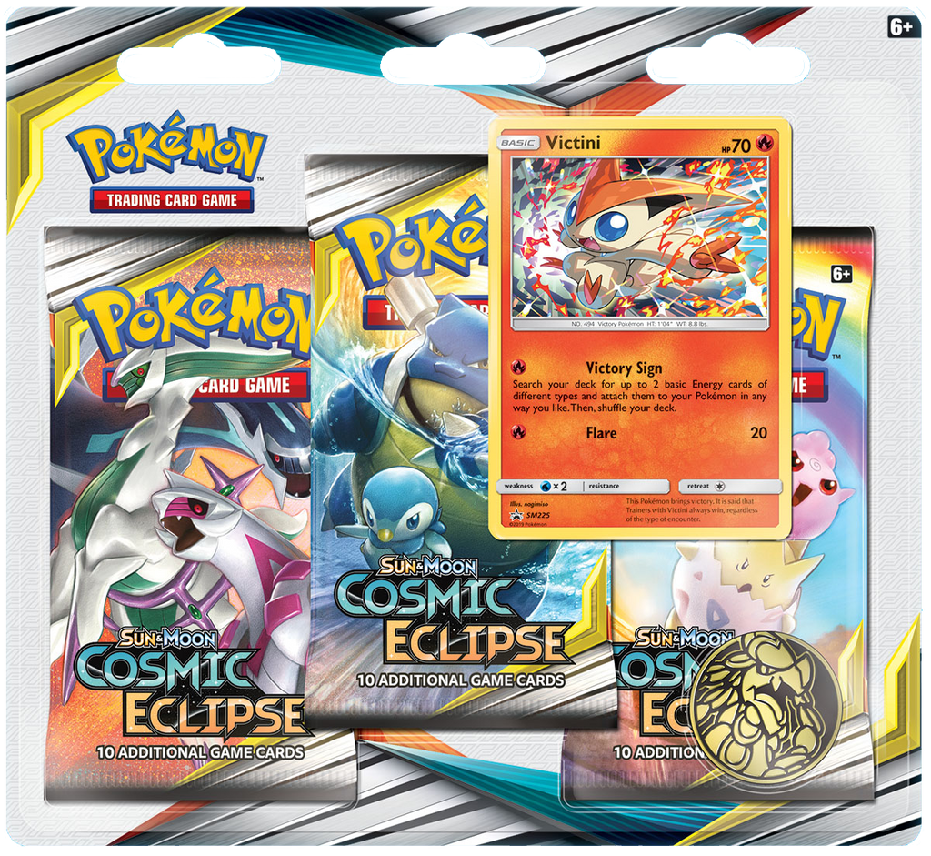Pokémon TCG: Sun & Moon - Cosmic Eclipse 3-Blister Set (Victini)
